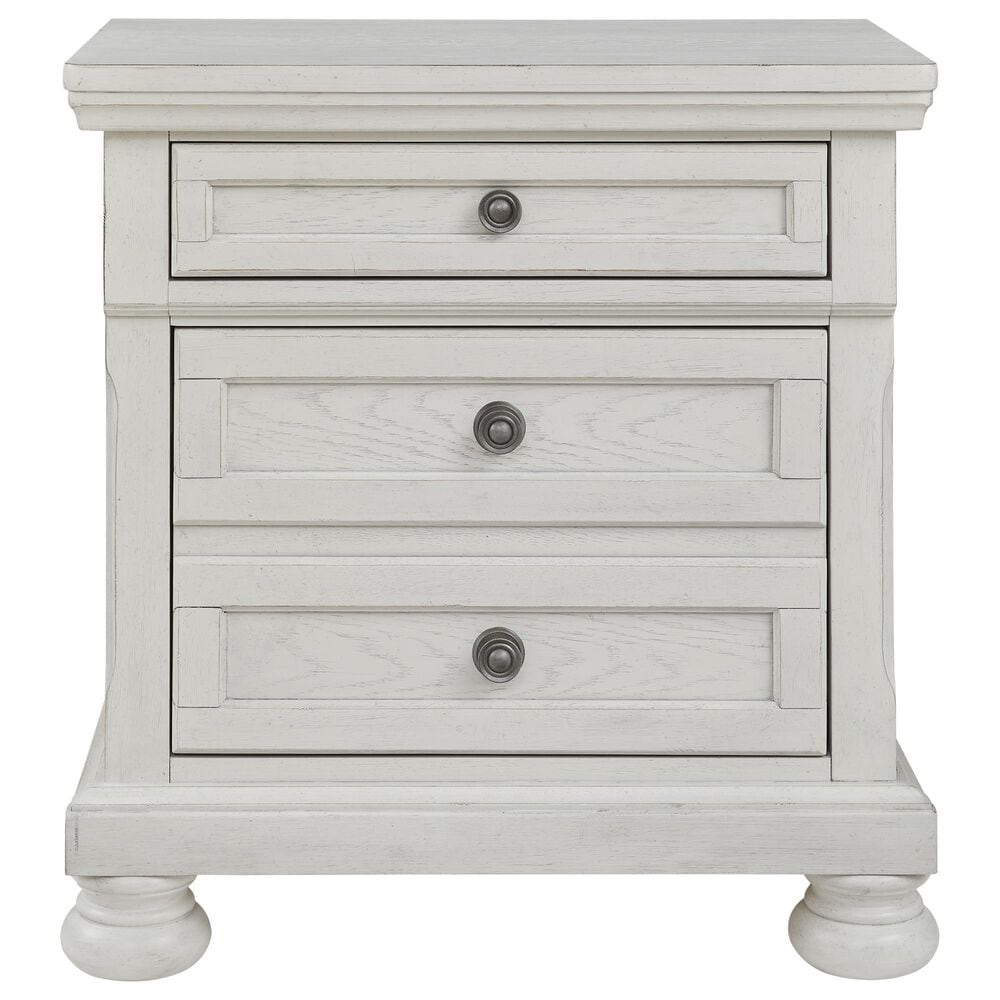 Ashley Robbinsdale King Storage Bed and Two Nightstands in Antique White, , large