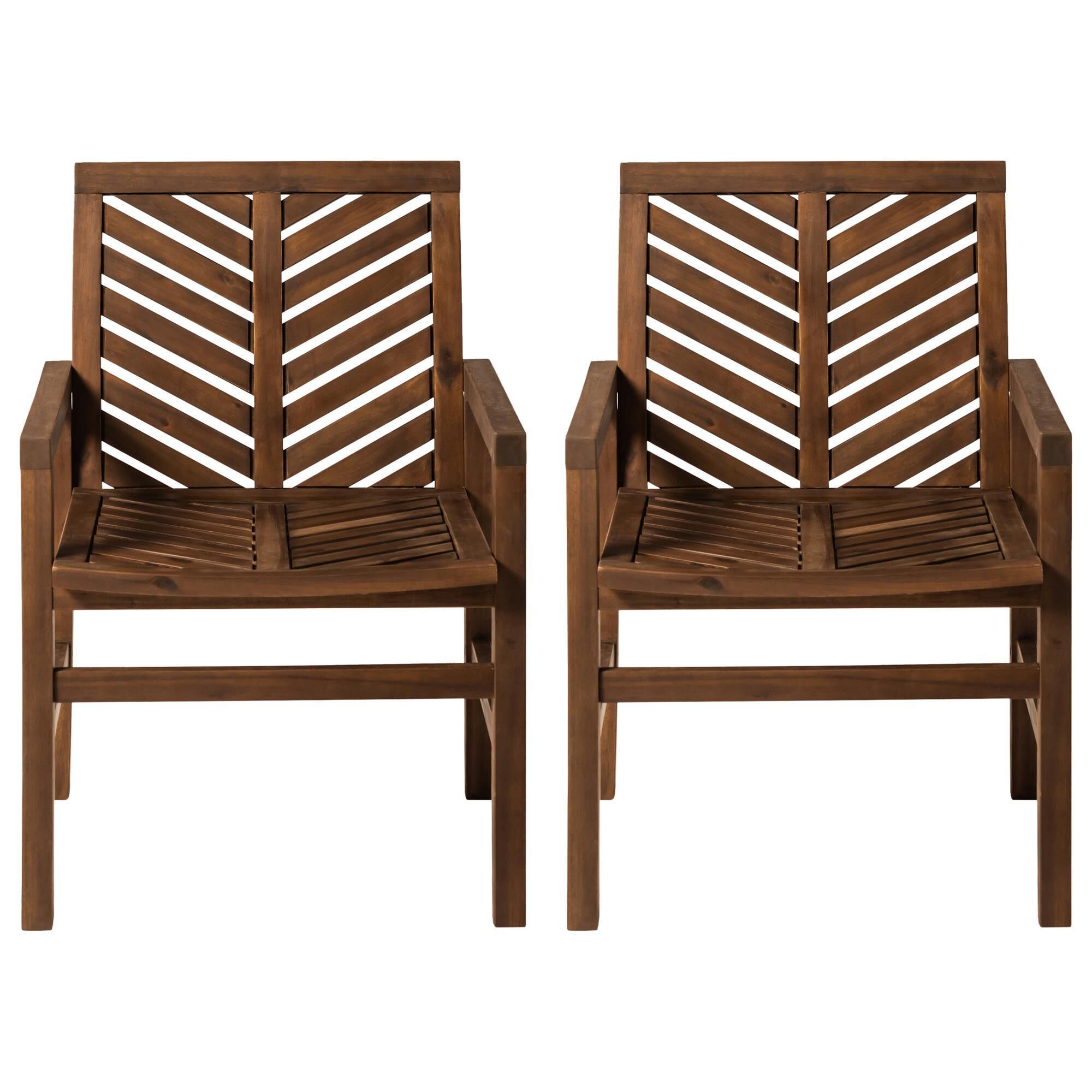 Walker Edison Vincent Patio Chair in Dark Brown Set of 2 NFM