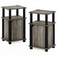 HOMLUX 3-Tier End Table with Door in French Oak Grey and Black (Set of 2), , large