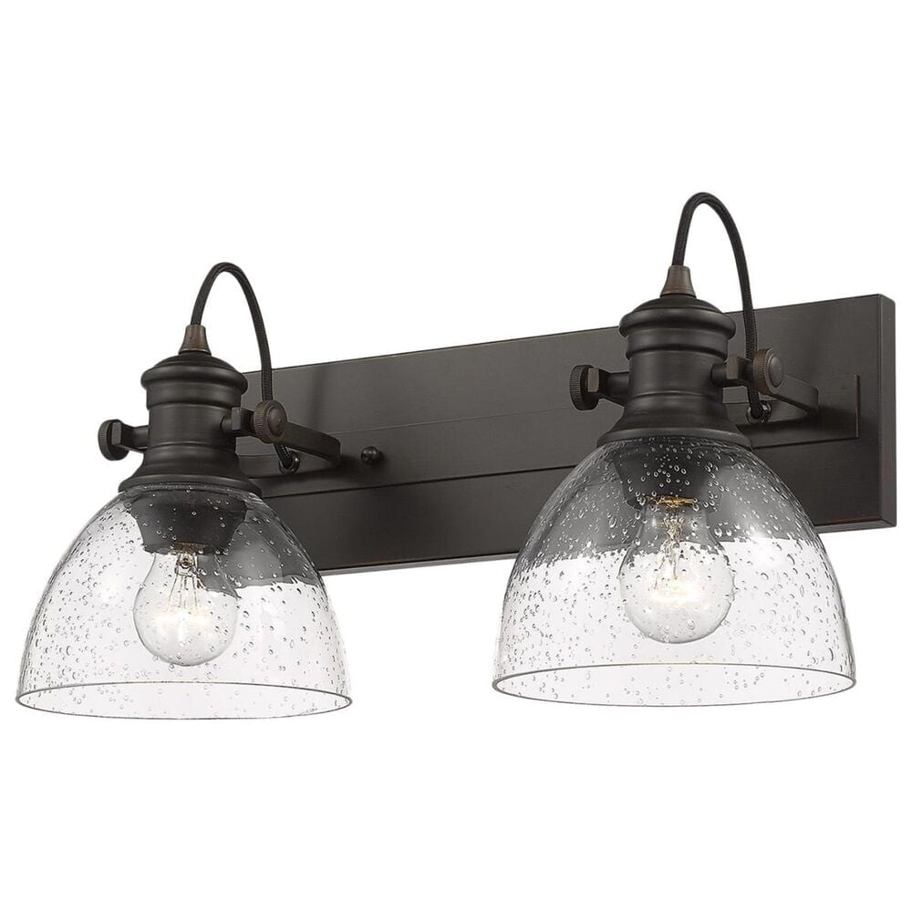Golden Lighting Hines 2-Light Semi Flush in Rubbed Bronze with Seeded Glass, , large