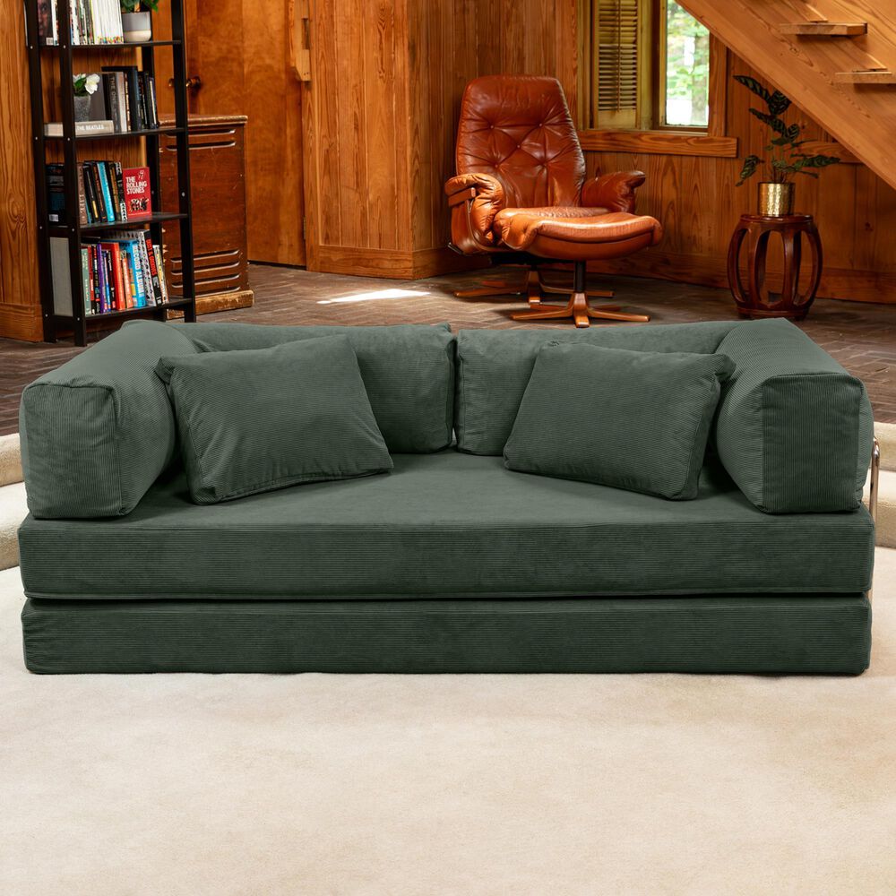 Jaxx Unsofa Stationary Loveseat in Forest Dark Green, , large
