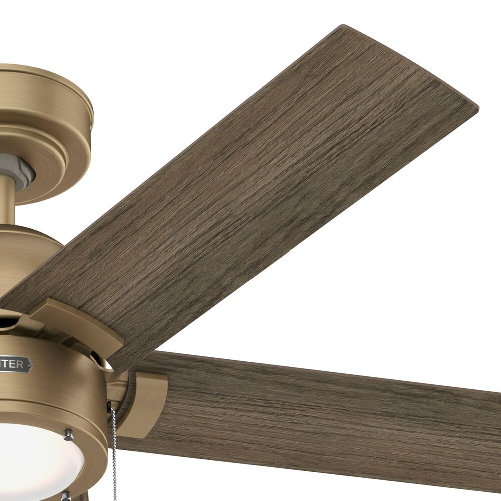 Hunter Erling 44&quot; Ceiling Fan with LED Light in Burnished Brass, , large