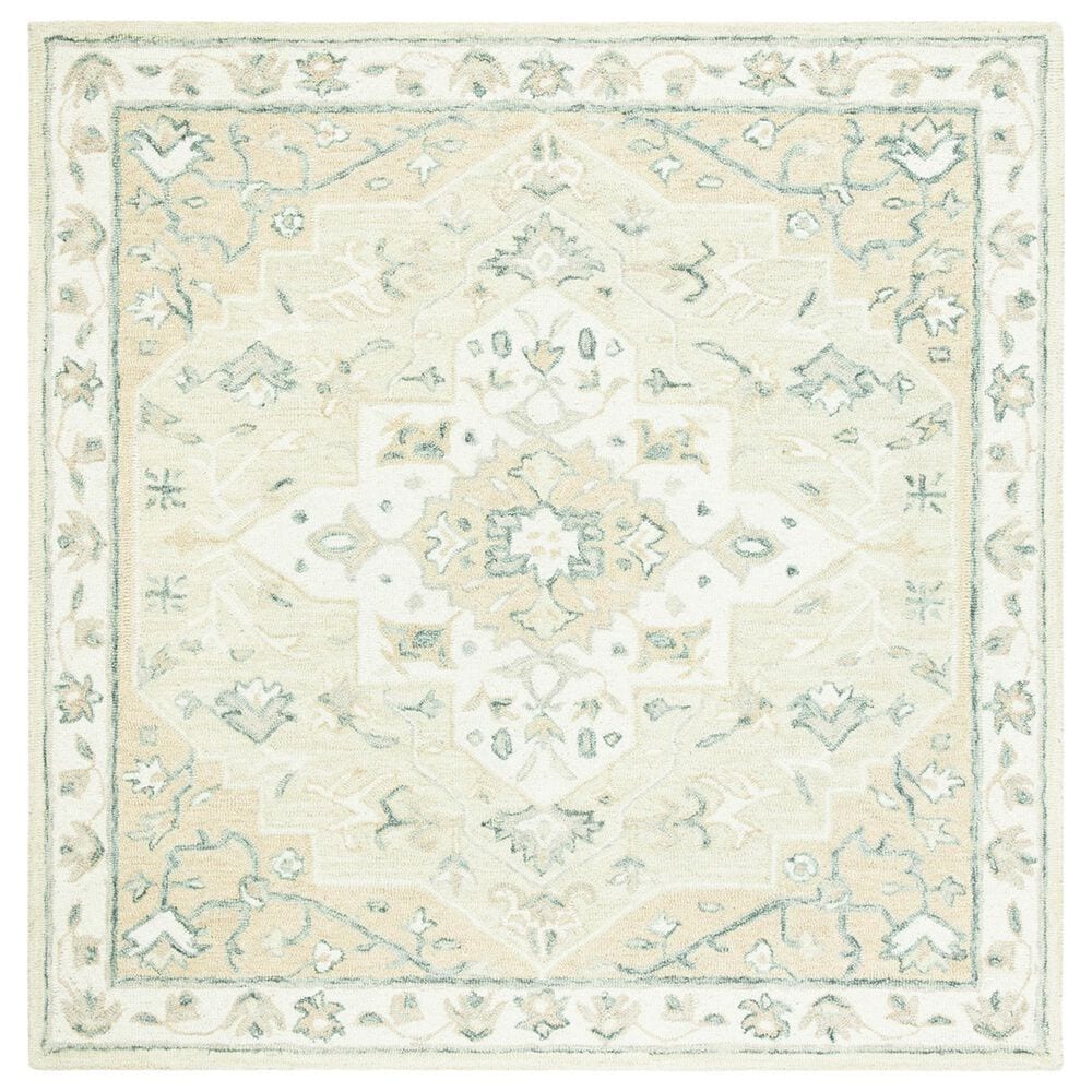 Safavieh Micro-Loop Oriental 7" Square Beige and Ivory Area Rug, , large