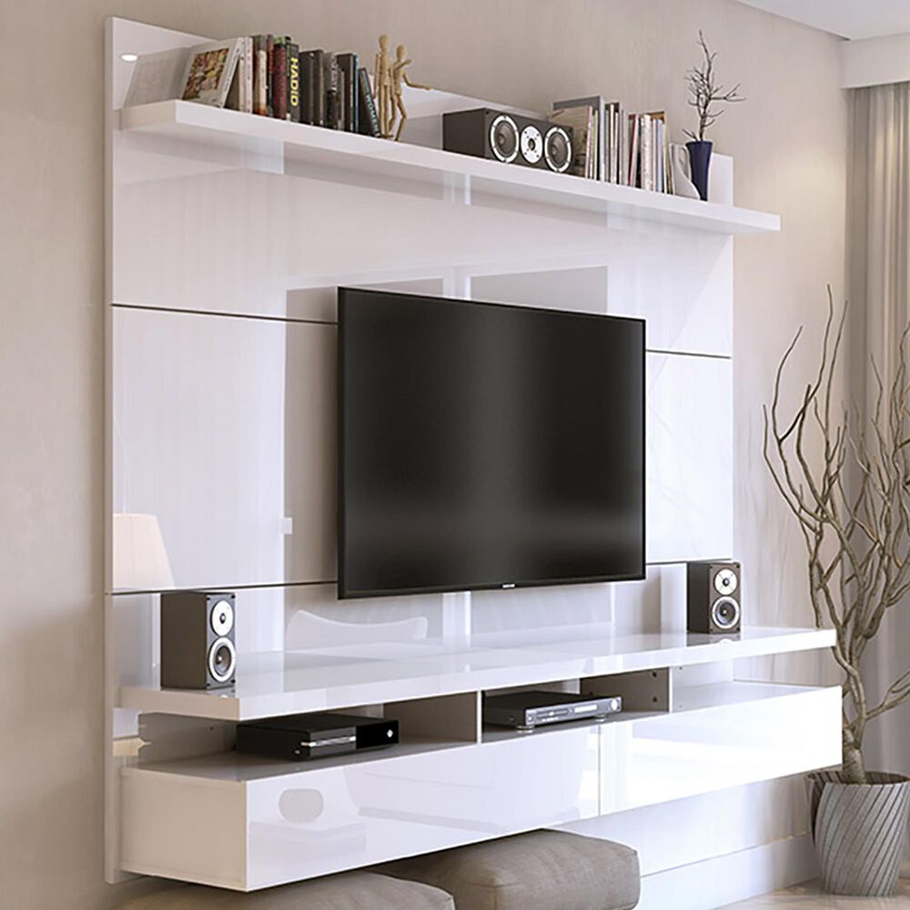 Manhattan City 62.99" Floating Entertainment Center in White Gloss, , large