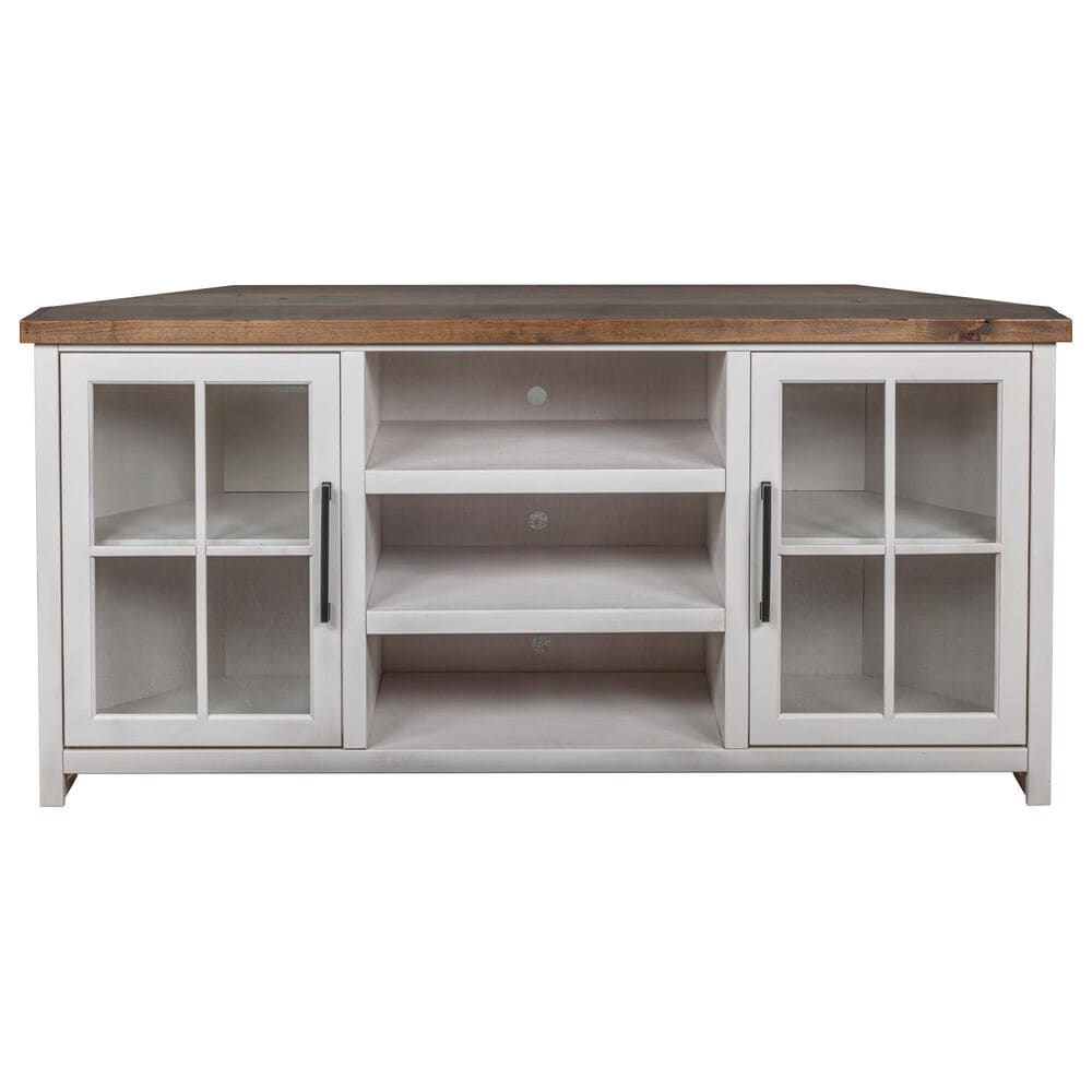 Legends Home Hampton 67" Corner TV Stand in Barnwood and Jasmin White, , large