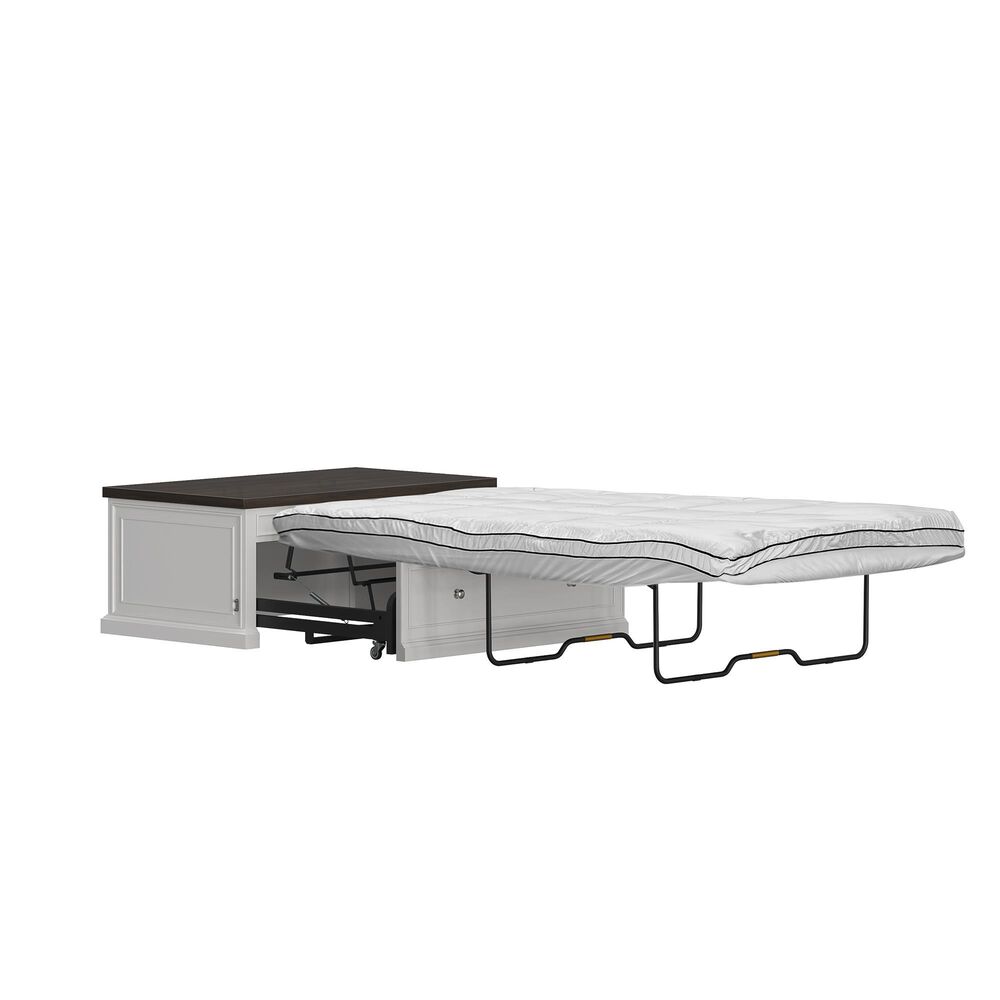 Richlands Furniture Soren Lift Top Dream Console with Twin Convertible Bed in White and Brown, , large