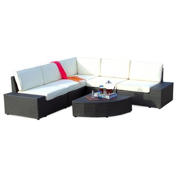 Noble House Santa Cruz 6-Piece Patio Sectional Set in White, , large