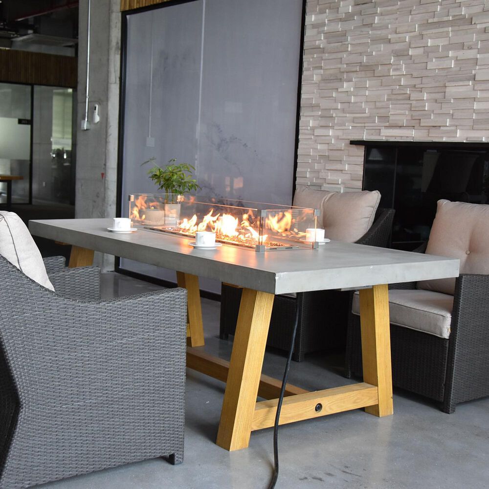 Elementi Fire Sonoma Rectangle Natural Gas Dining Fire Table in Gray and Natural, , large