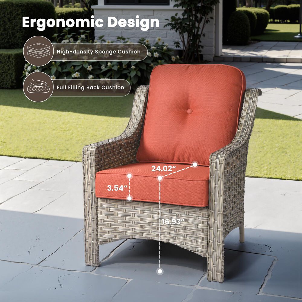 HOMLUX Outdoor Arm Chair in Coarse Textured Orange (Set of 2), , large