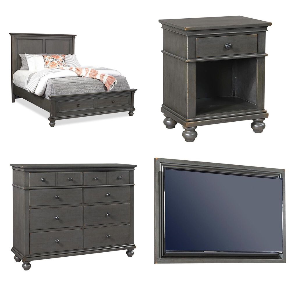 Riva Ridge Oxford 4 Piece Queen Storage Bedroom Set in Peppercorn, , large