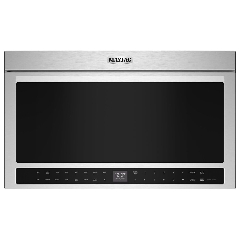 Maytag 2-Piece Kitchen Package with 6.4 Cu. Ft. Electric Range and 1.1 Cu. Ft. Over-The-Range Toaster Oven in Fingerprint Resistant Stainless Steel, , large