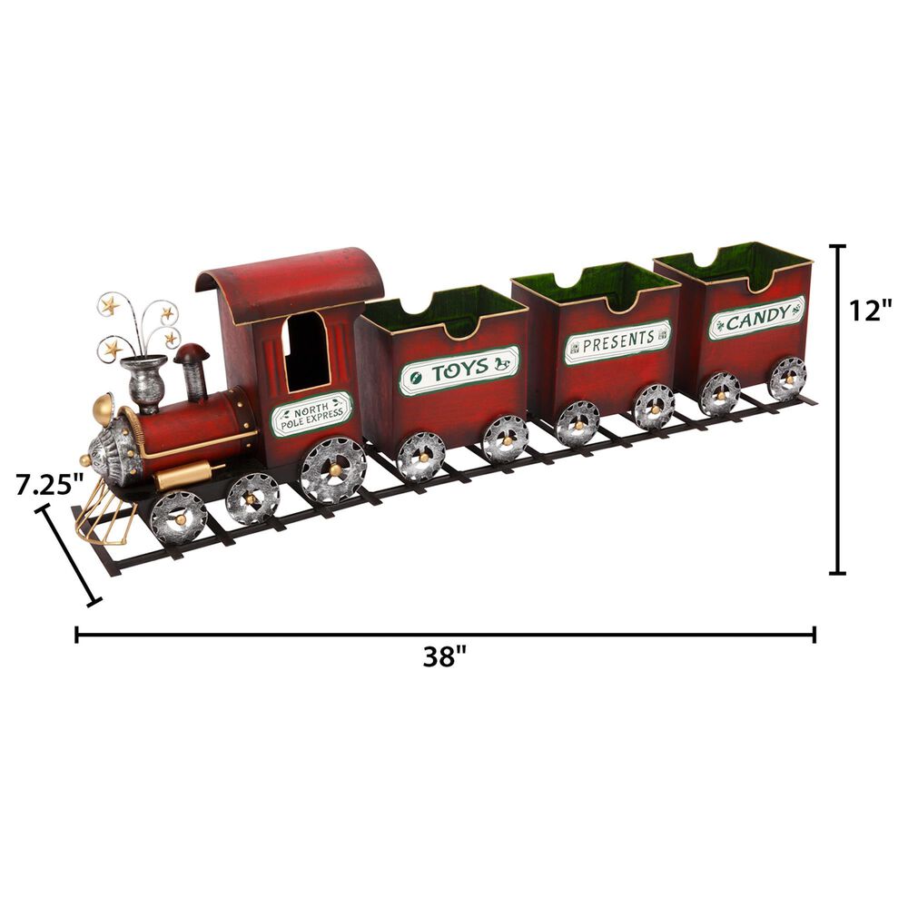 The Gerson Company Metal Holiday Train on Track in Dark Red, , large