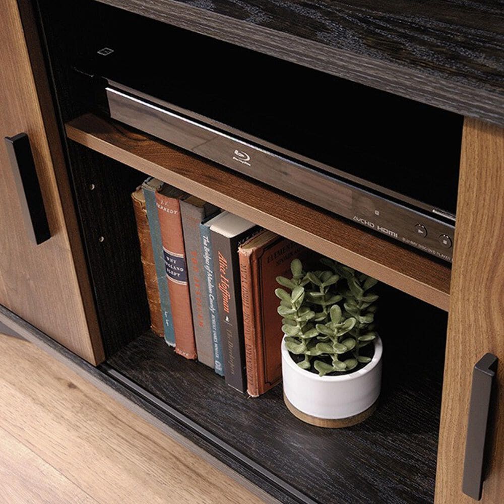 Sauder Canton Lane 54&quot; TV Credenza in Brew Oak, Grand Walnut and Black, , large