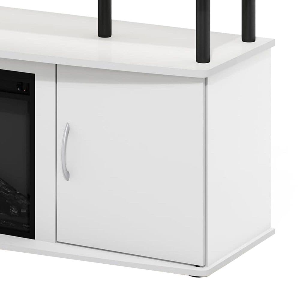 HOMLUX 47" TV Stand with Electric Fireplace and 2 Doors in White and Black, , large