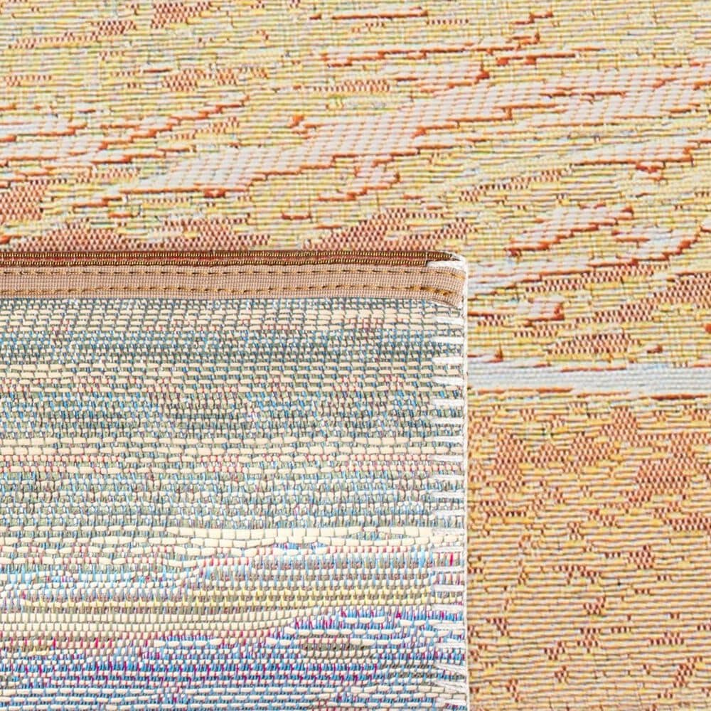 Safavieh Barbados Tropical Beac 5&#39;3&quot; Square Gold and Blue Indoor/Outdoor Area Rug, , large