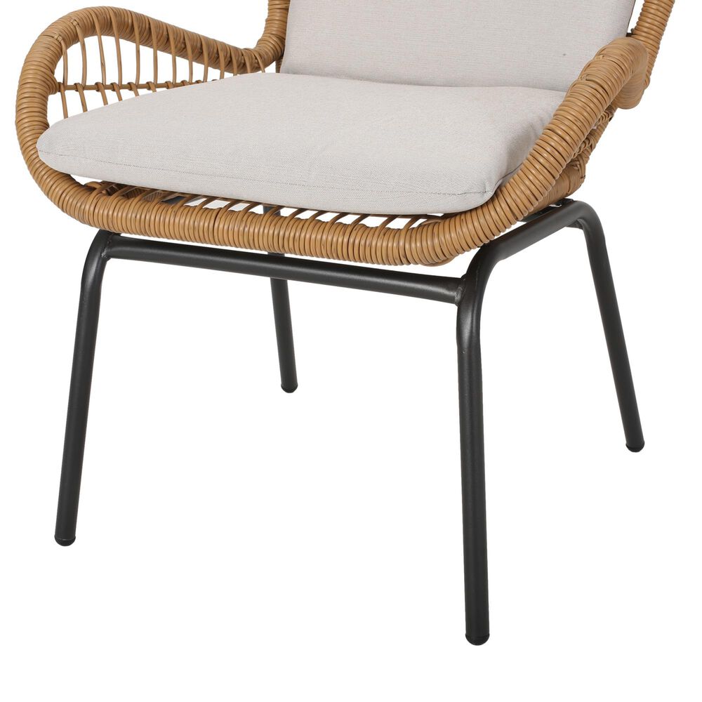 Hearth and Haven McCaskillOutdoor Rattan Club Chair with Iron Frame in Gray (Set of 2), , large