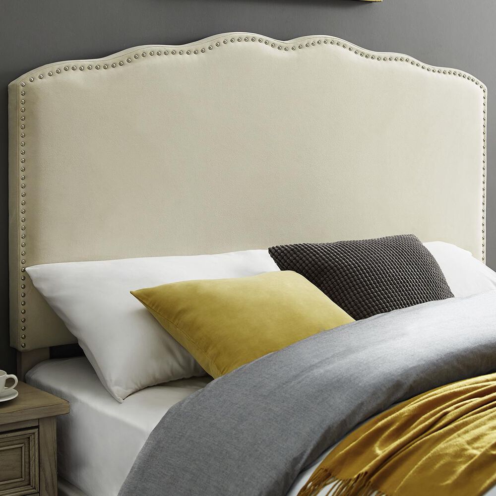 Accentric Approach Accentric Accents Benton King/Cal King Upholstered Headboard in Bella Linen White, , large