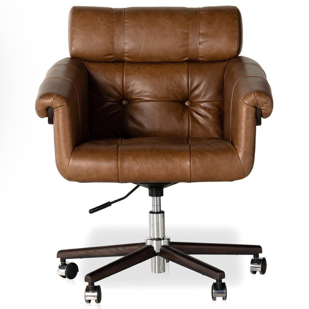 Four Hands Allston Desk Chair in Mocha Ash and Polished Aluminum, , large