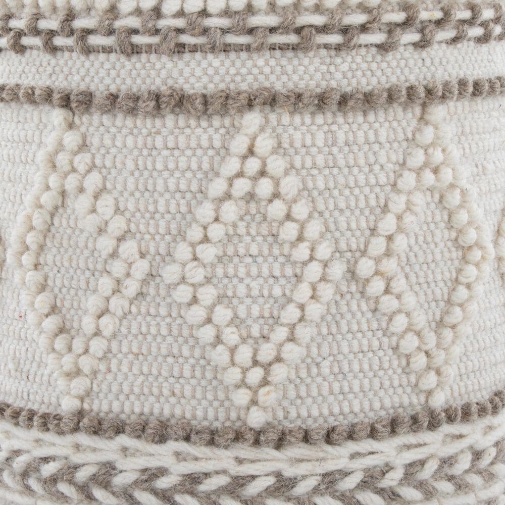 LumiSource Tahoe 18" Pom Pom Storage Ottoman in Beige, , large