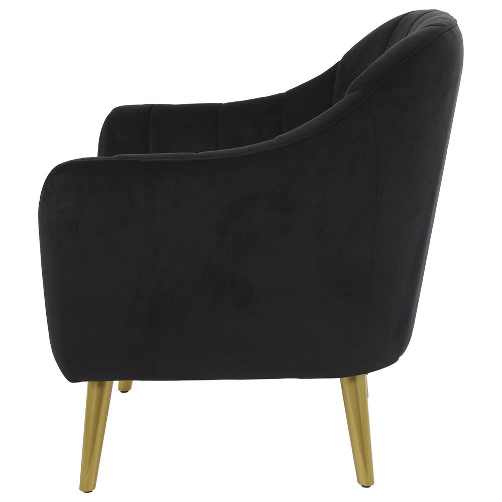 Maple and Jade Accent Chair with Tapered Gold Legs in Black, , large