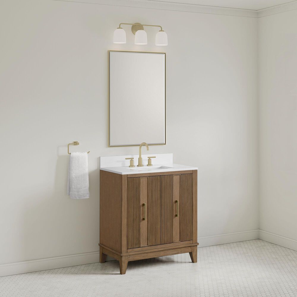 37B Fenwick 30" Single Bathroom Vanity in Kona with Glossy White Composite Stone Top and Backsplash, , large