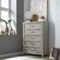 Belle Furnishings Belmar 5 Drawer Chest in Washed Taupe and Silver Champagne, , large