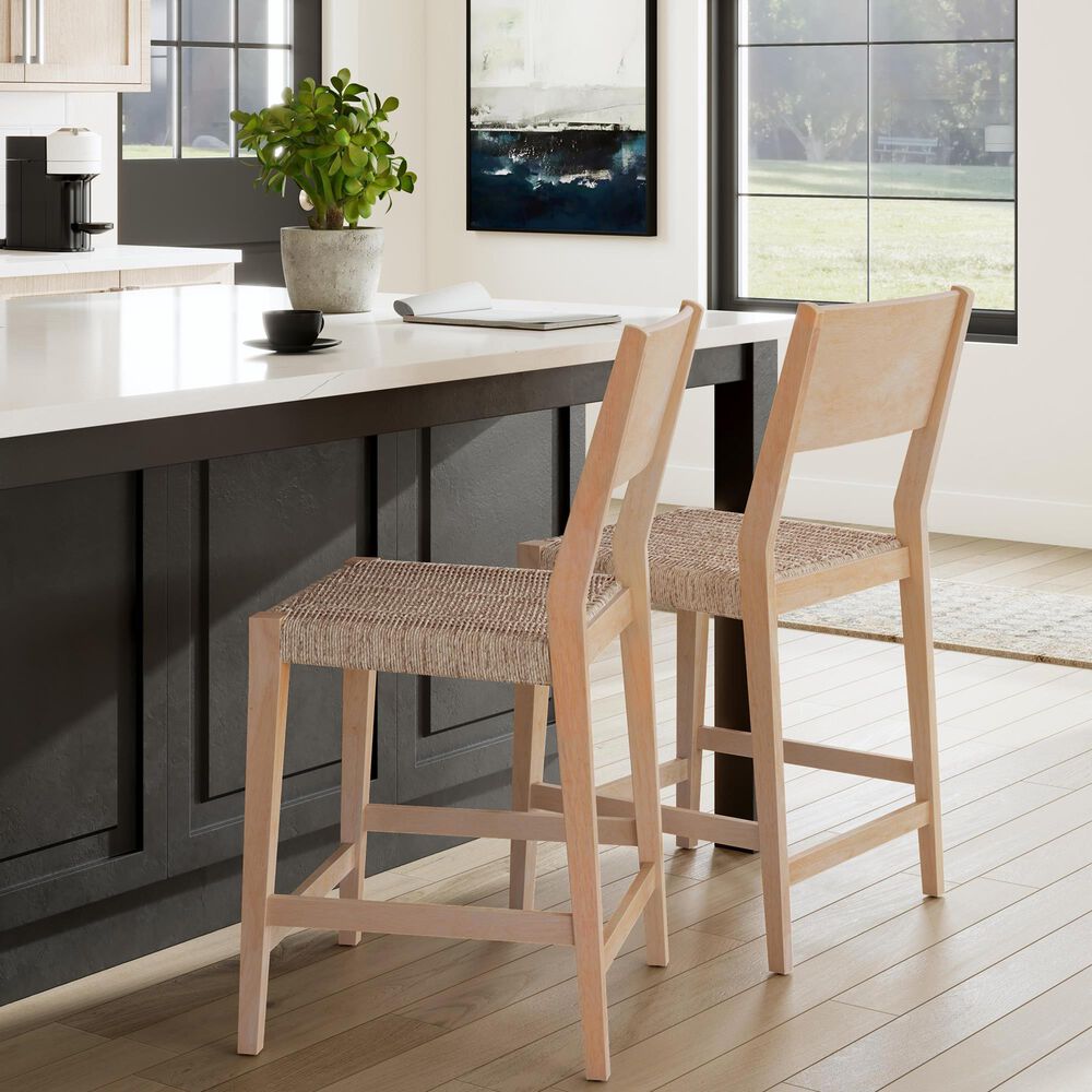 Linon Home Decor Cadence Counter Stool in Natural (Set of 2), , large