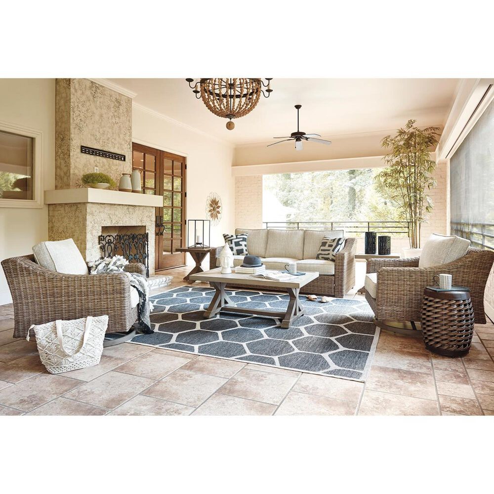 Ashley Beachcroft Sofa in Beige with Accent Pillows, , large