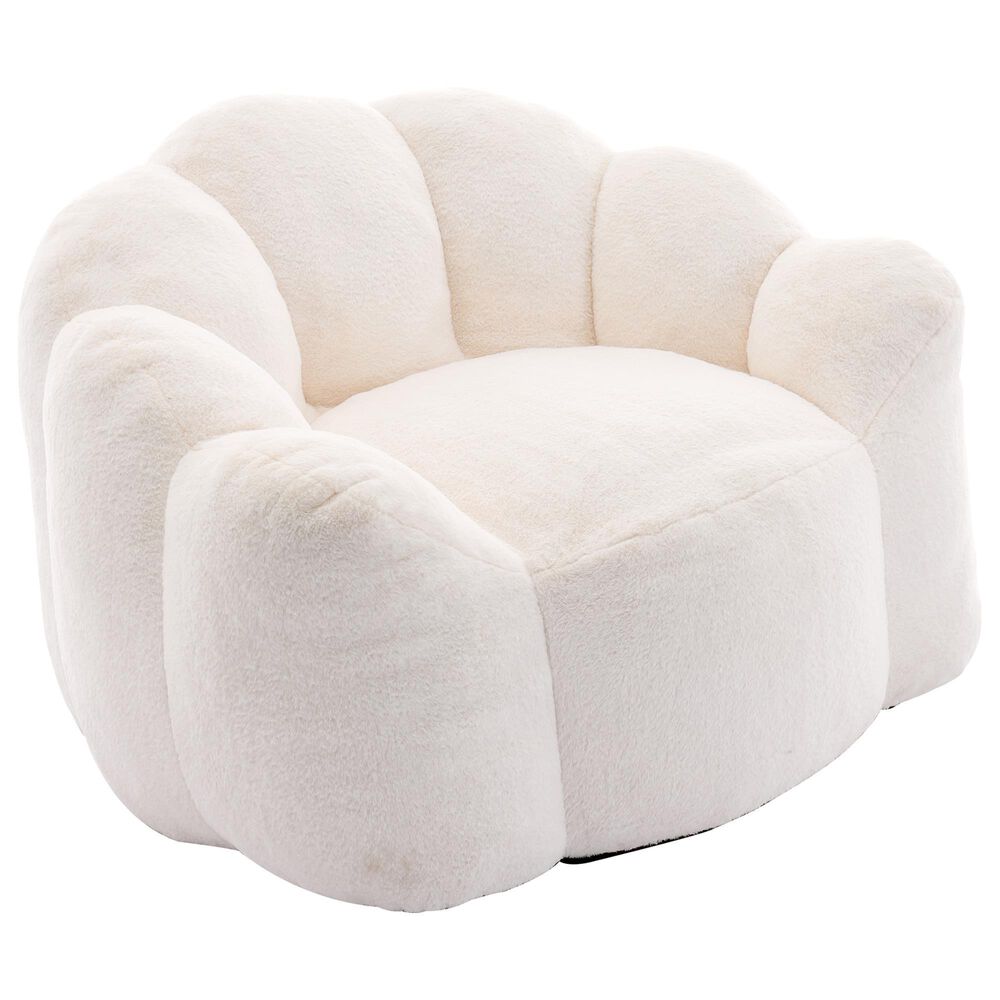 Hearth and Haven Lotus Bean Bag Chair with Pull Ring in White, , large