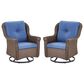 Sunwell Garden 36" Patio Swivel Glider Chair with Wicker Armrest in Navy (Set of 2), , large