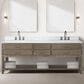 Lexora Home Norwalk 84" Double Bathroom Vanity in Grey Oak with White Carrara Marble Top and Rectangle Sink, , large