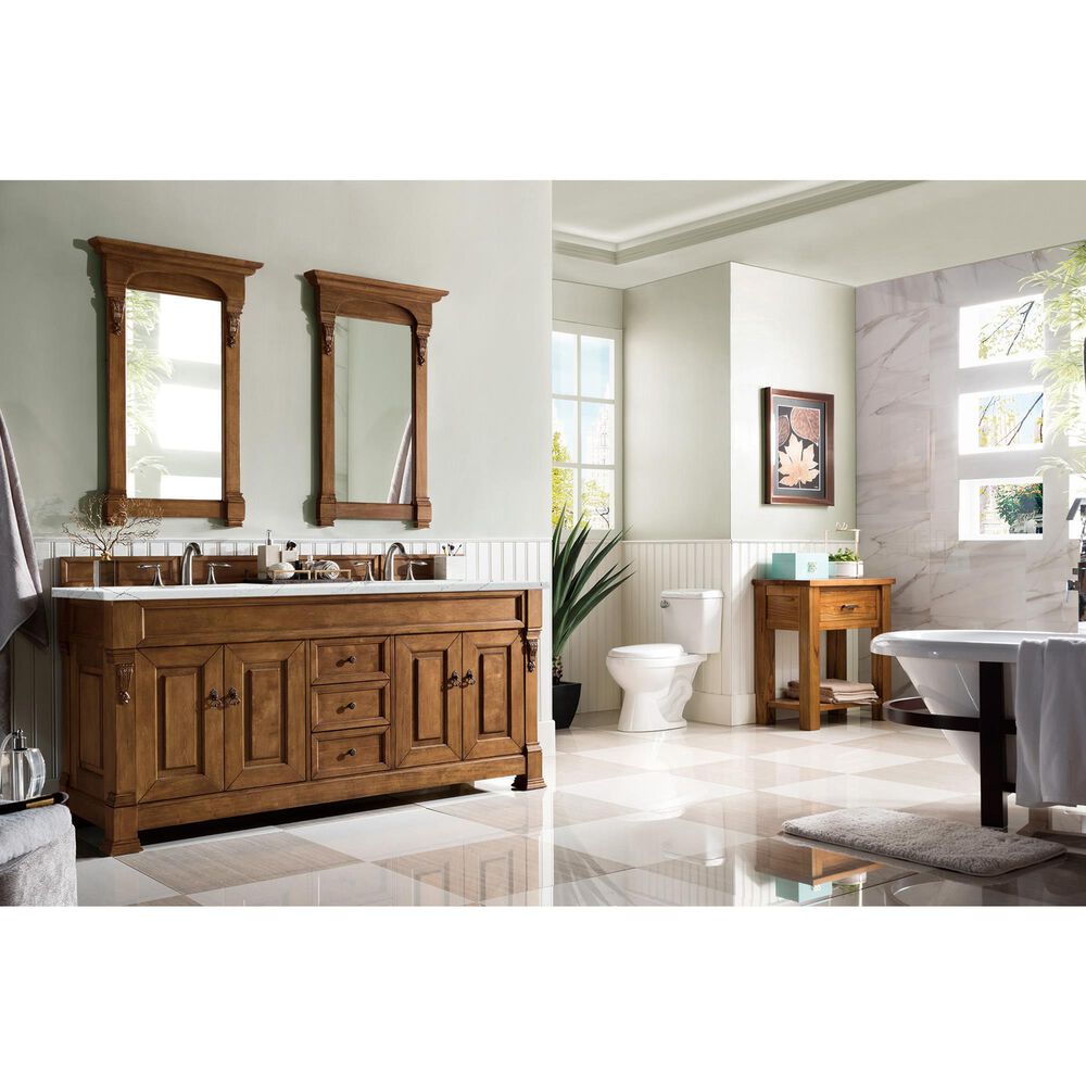 James Martin Vanities Brookfield 72&quot; Double Bathroom Vanity in Country Oak with 3 cm Ethereal Noctis Quartz Top and Rectangle Sinks, , large