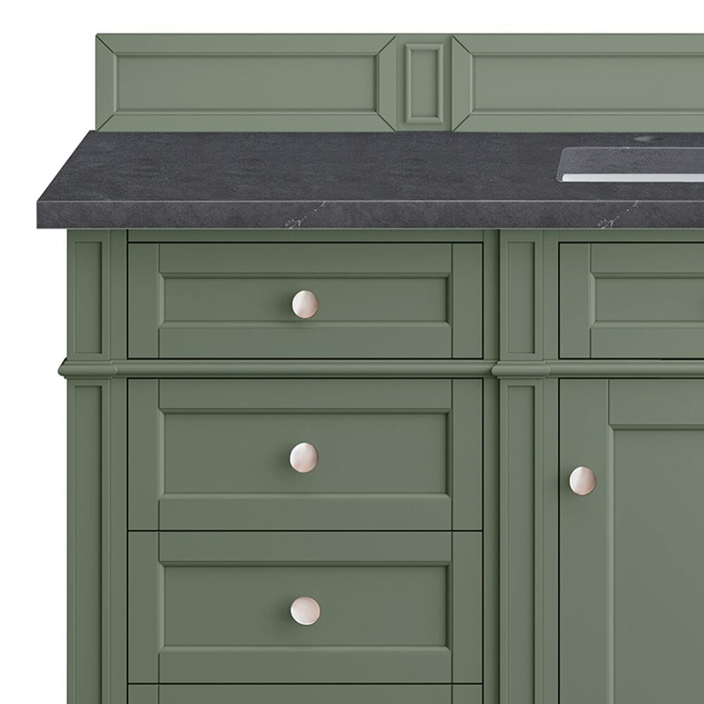 James Martin Vanities Brittany 60&quot; Single Bathroom Vanity in Smokey Celadon with 3 cm Charcoal Soapstone Quartz Top and Rectangular Sink, , large