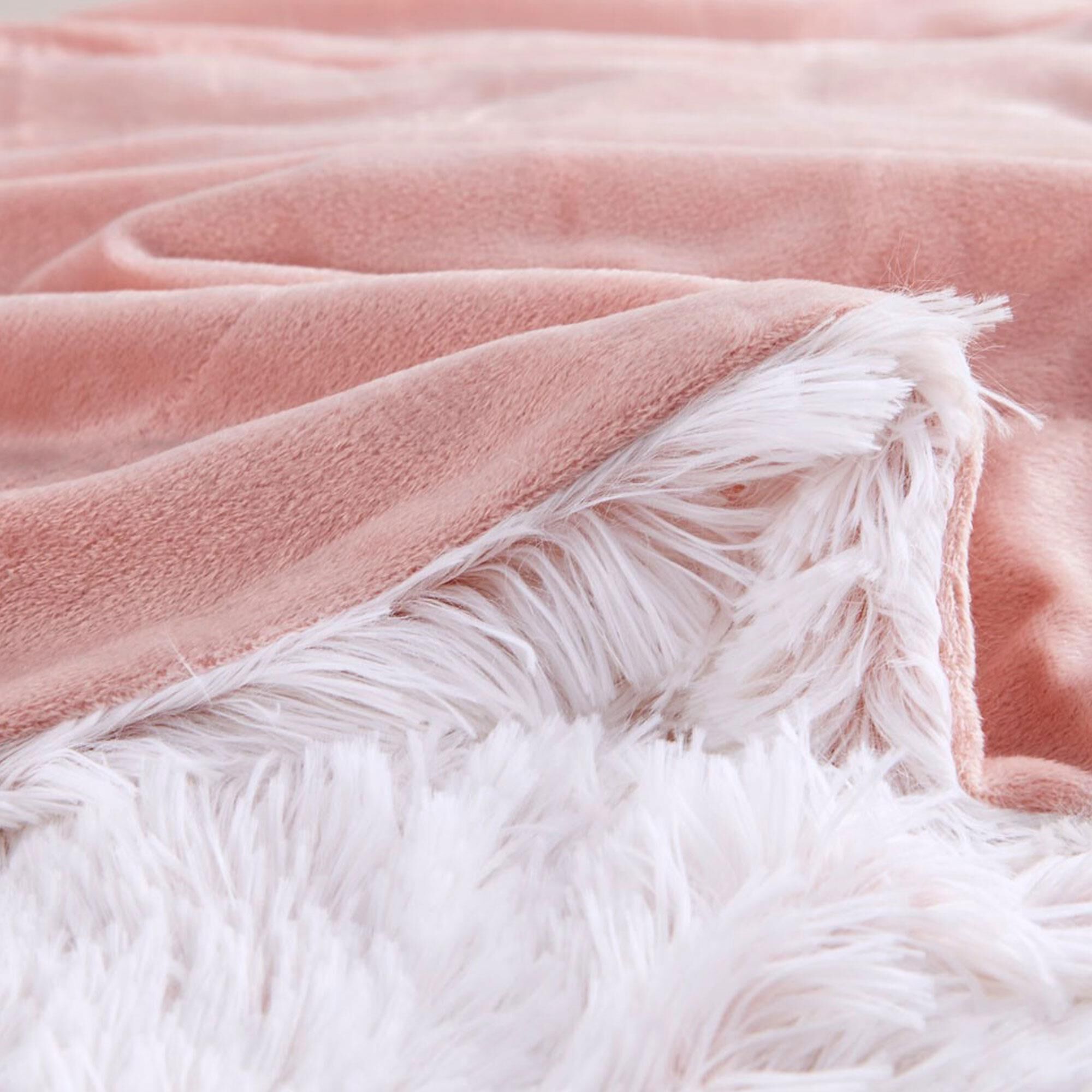Blush faux fur blanket sales