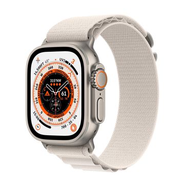 Apple Watch Ultra GPS + Cellular, 49mm Titanium Case with Starlight Alpine Loop - Medium, , large