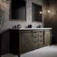 Lexora Home Marsyas 84" Double Bathroom Vanity in Rustic Brown with White Quartz Top and Rectangular Sinks, , large