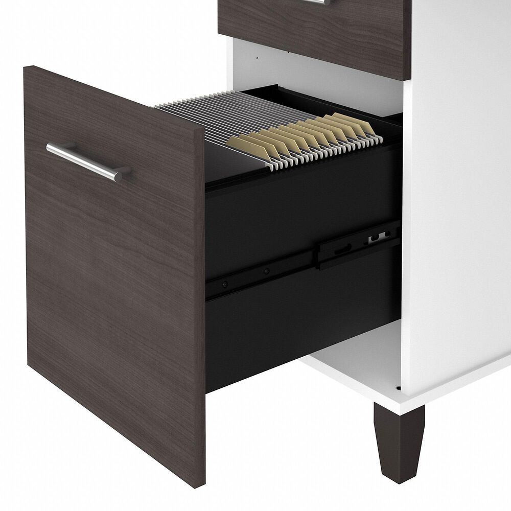 Bush Somerset 72&quot; L-Shaped Desk with Hutch in Storm Gray and White, , large