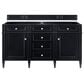 James Martin Vanities Brittany 60" Double Bathroom Vanity in Black Onyx with 3 cm Lime Delight Quartz Top and Rectangular Sinks, , large