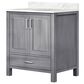 Lexora Home Jacques 30" Single Bathroom Vanity in Distressed Grey with 2 cm White Carrara Marble Top and Rectangular Sink, , large