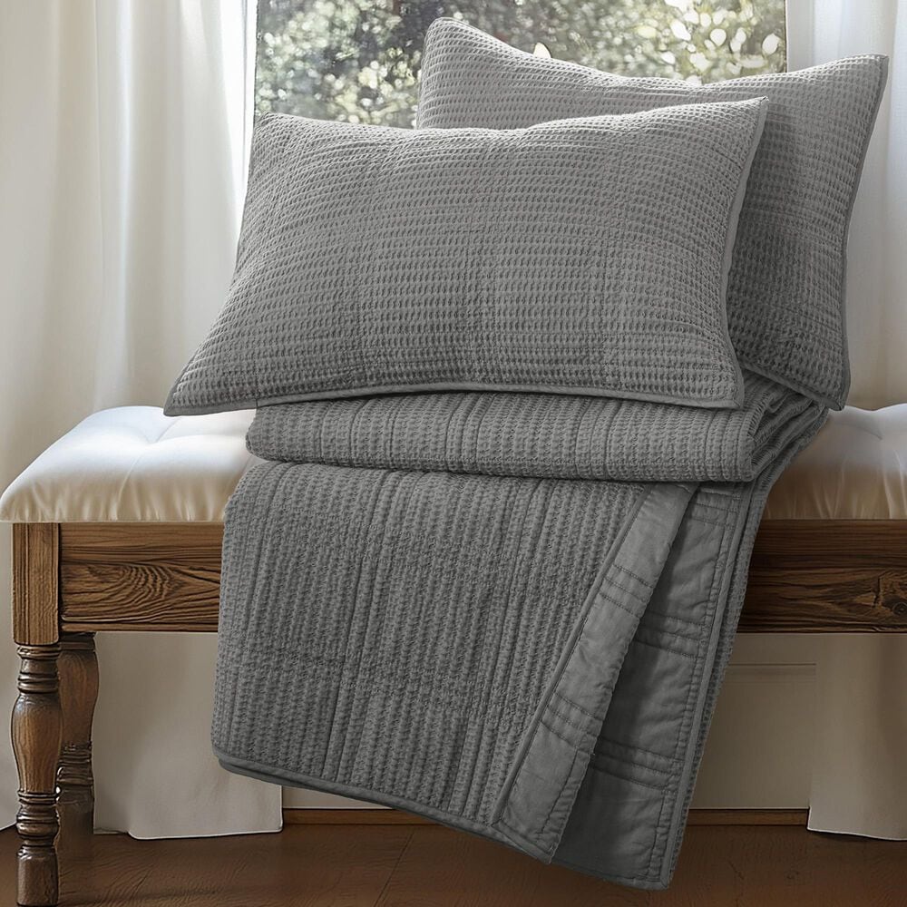Levtex Cloud Waffle 3-Piece King Quilt Set in Grey, , large