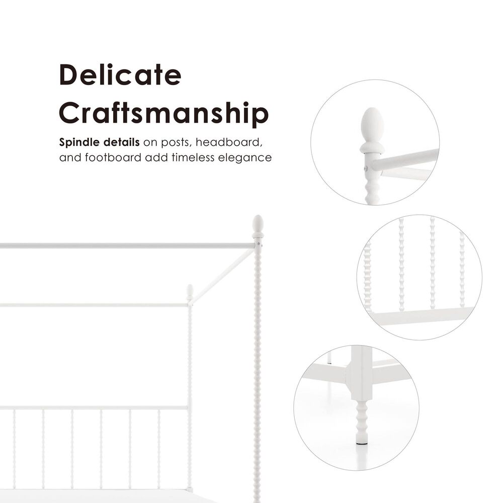 Furniture of America Elliot Queen Canopy Bed in White, , large