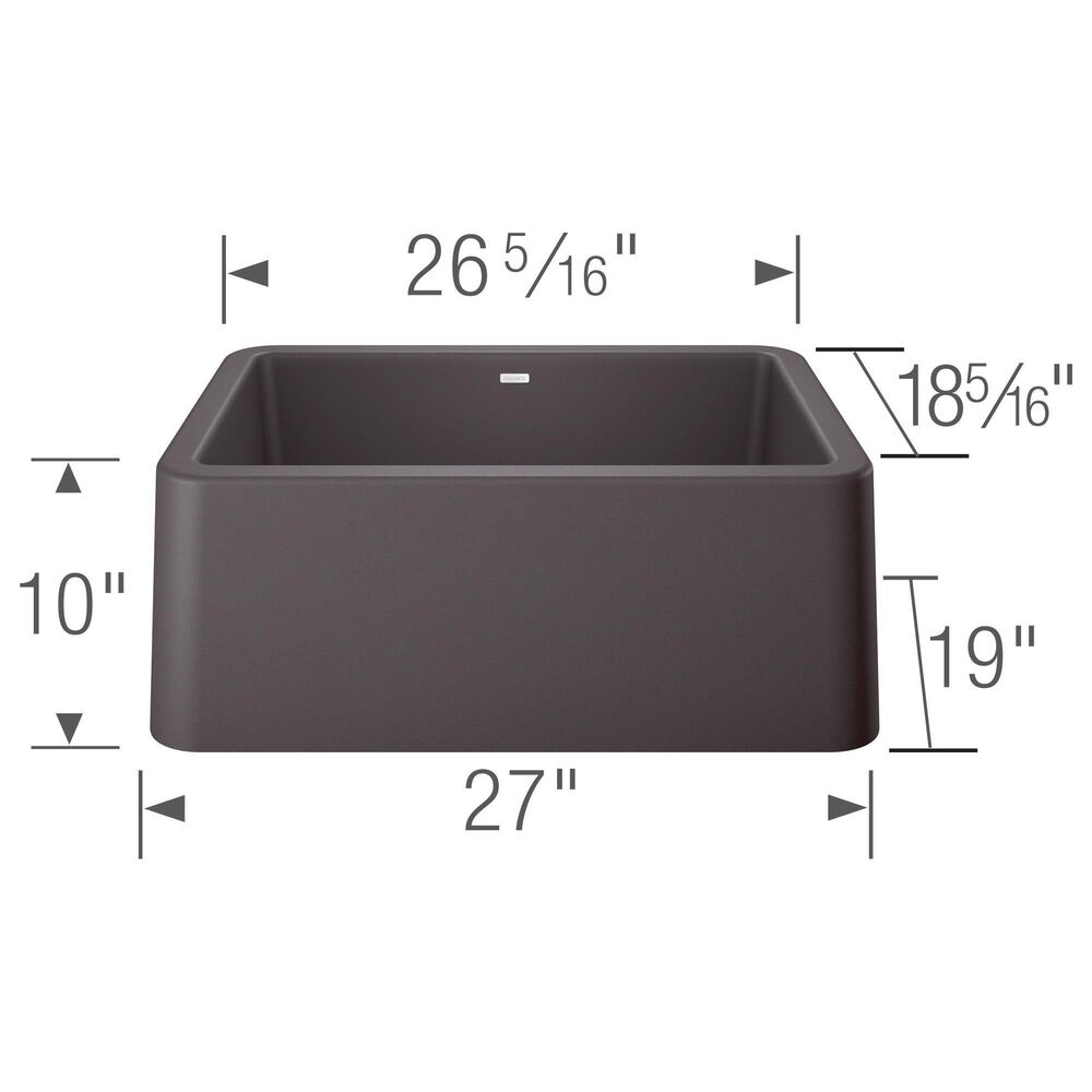 Blanco Ikon 27&quot; Apron Single Bowl Farmhouse Sink in Cinder, , large