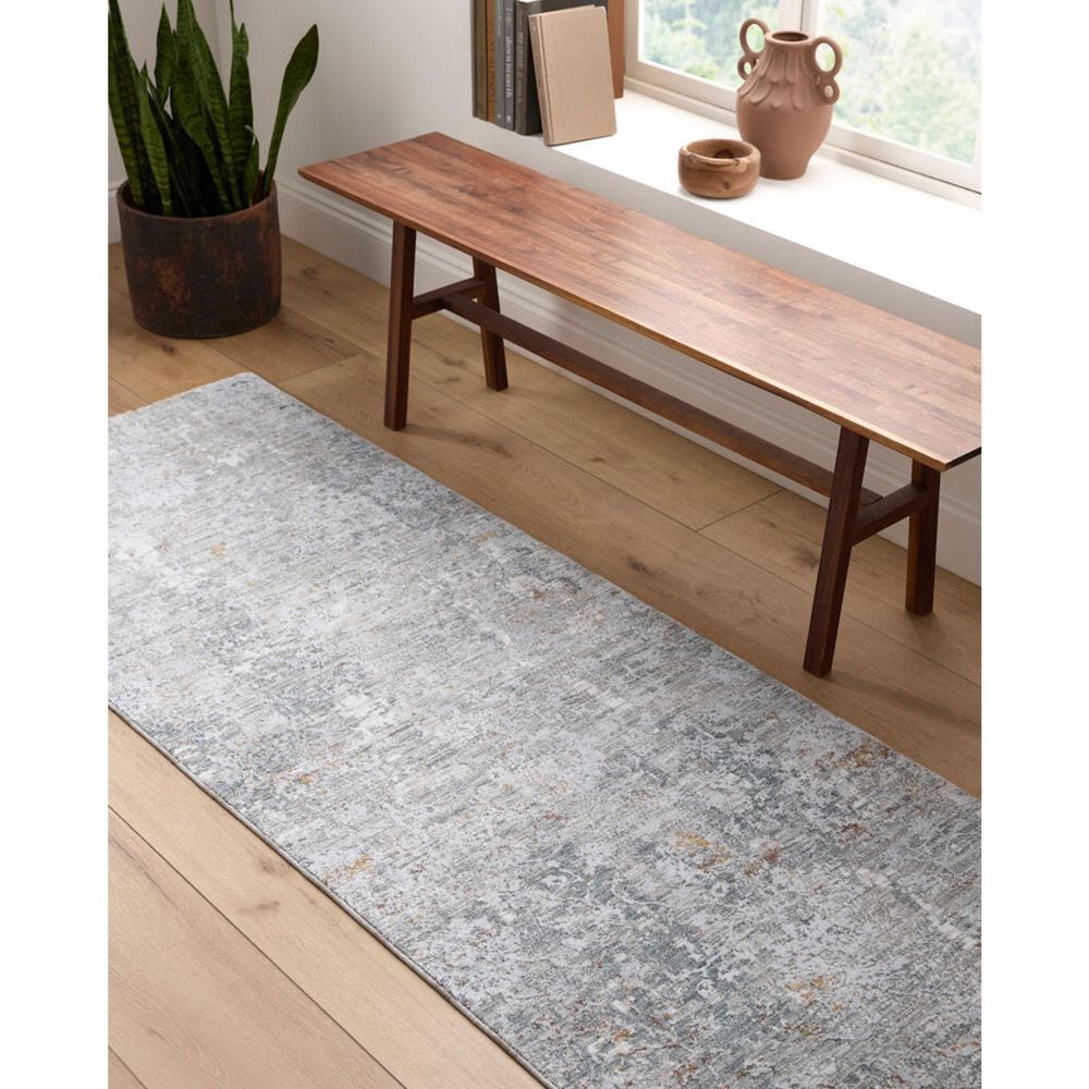 Surya Dresden DRE-2319 Medium Gray, Gray, White, Light Slate, Mustard and Rust 2&#39;7&quot; x 7&#39;3&quot; Runner, , large