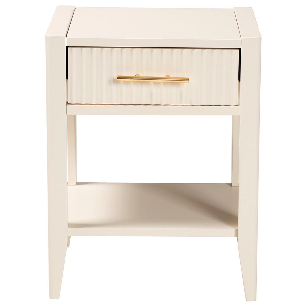 Baxton Studio Primrose 1-Drawer Nightstand in Ivory, , large