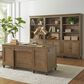 Riva Ridge Hensley 2-Piece Executive Desk and Door Bookcase Set in Honey, , large