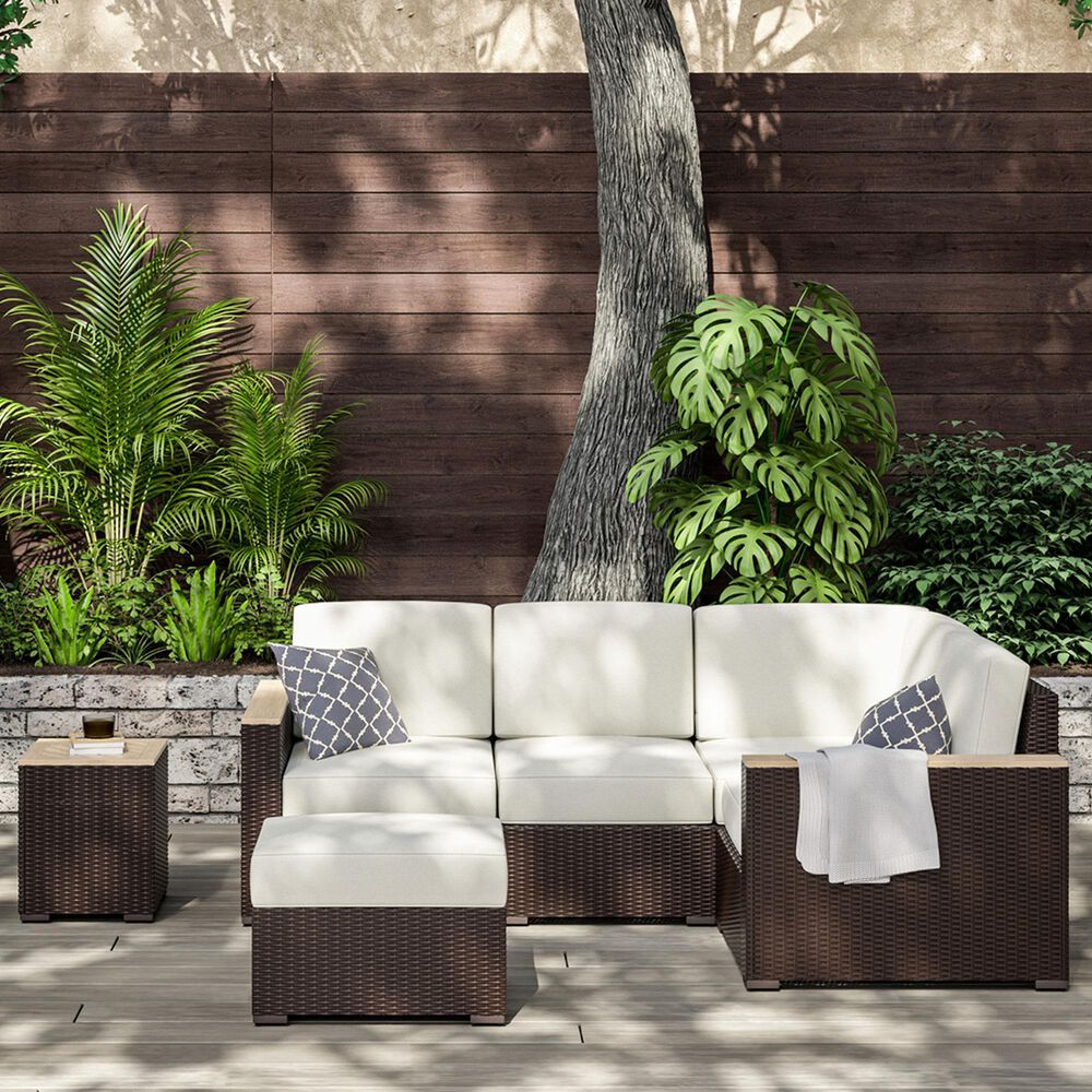 Homestyles Palm Springs 3-Piece Patio Sectional Set in Brown, , large