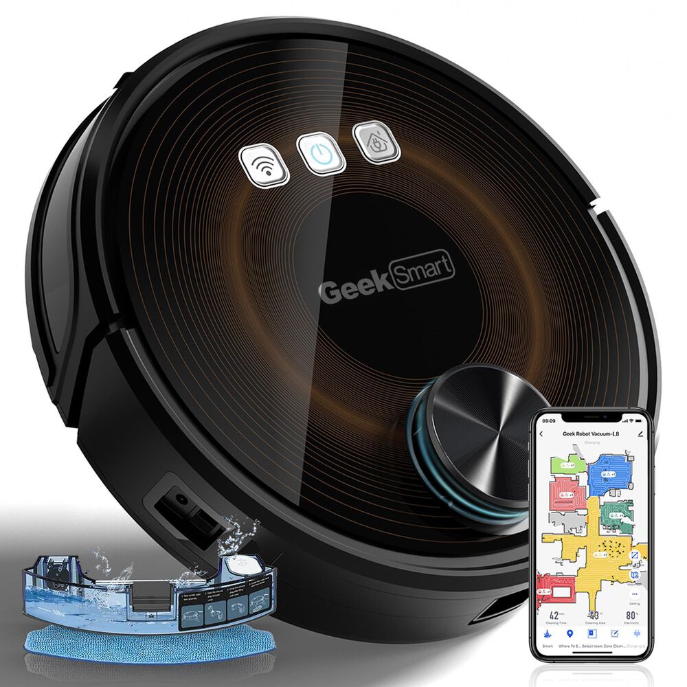 HOMLUX L8 Smart Robot Vacuum Cleaner and Mop in Black, , large