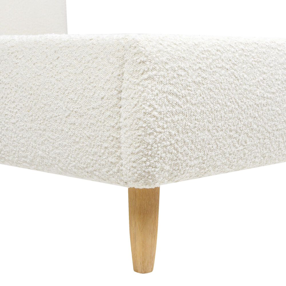 Jennifer Taylor Home Roman Queen Platform Bed with Ivory White Upholstered in Natural Whitewashed, , large