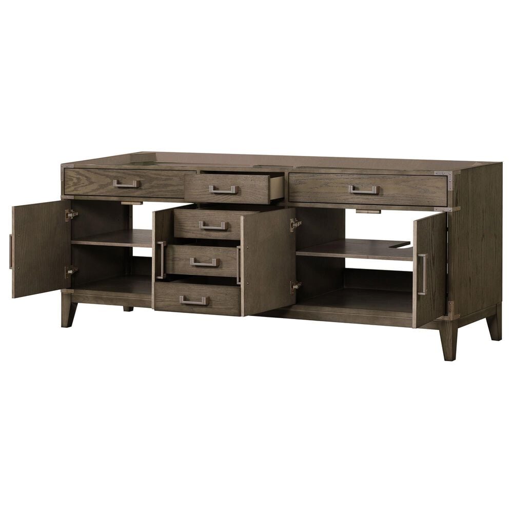 Lexora Home Laurel 84&quot; Double Bathroom Vanity in Grey Oak with White Quartz Top and Rectangular Sinks, , large