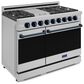 THOR KITCHEN Gordon Ramsay 6.8 Cu. Ft. 48" Professional Liquid Propane Range with Navy Blue Handle Kit in Stainless Steel, , large